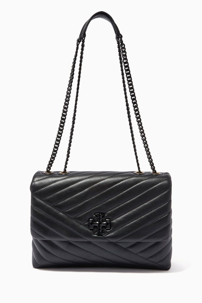 

Kira Chevron Convertible Bag in Quilted leather, Black
