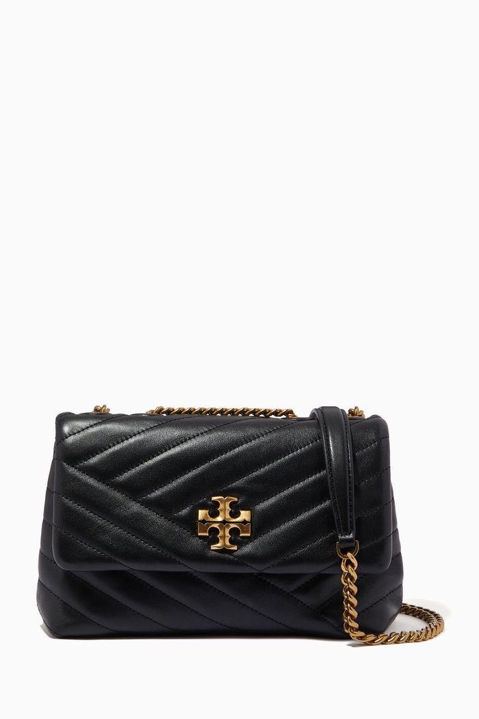 

Kira Chevron Small Convertible Bag in Quilted Leather, Black