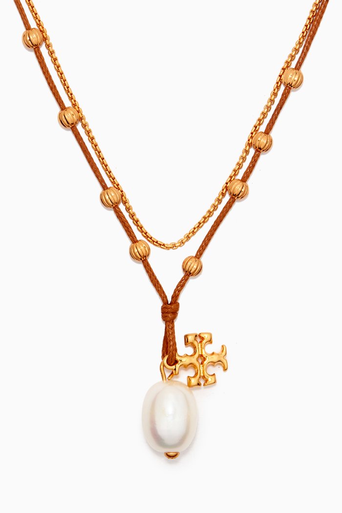 

Kira Pearl Pendant Necklace in 18kt Gold-plated Brass, Multicolour