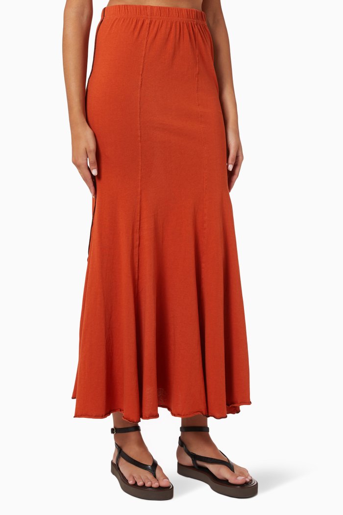 Longerline Skirt in Organic Cotton Jersey, Red
