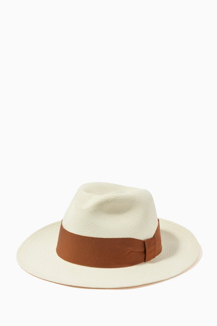 

Rafael Wide Ribbon Panama Hat, Orange
