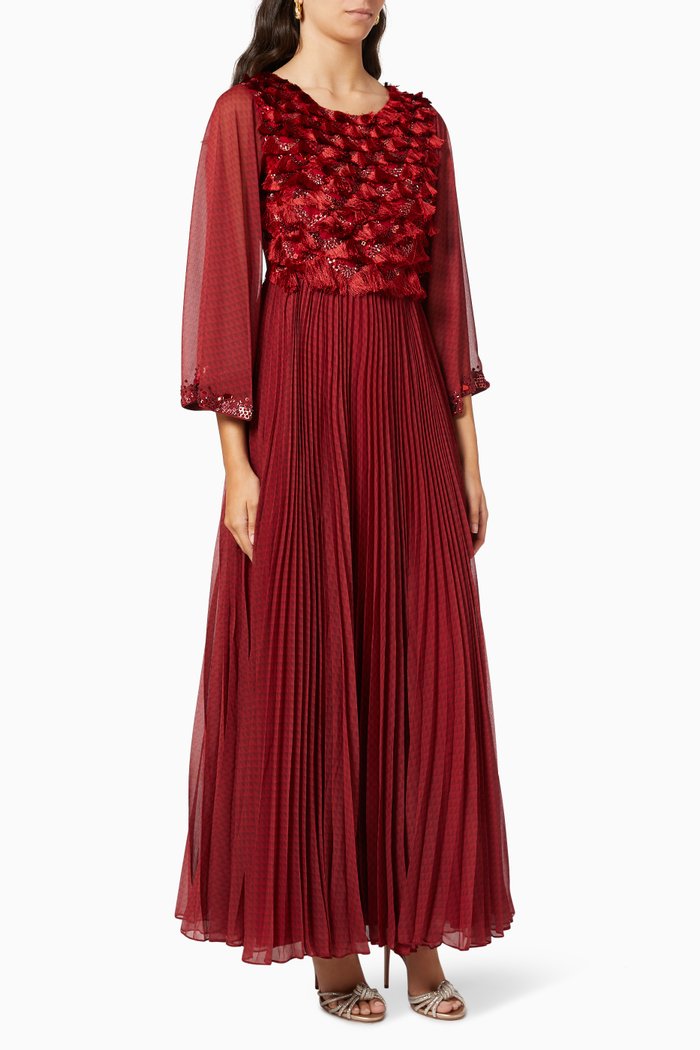 

Prose Embroidered Dress in Poly Chiffon, Red