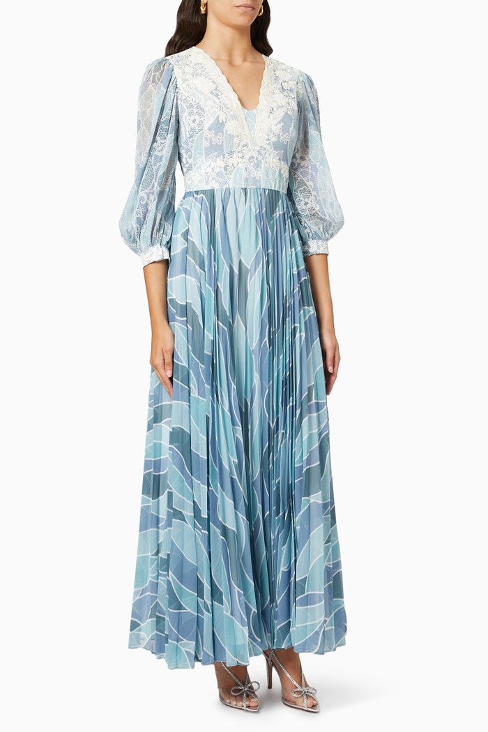 

Seychelle Lace Bodice Dress in Organza, Blue