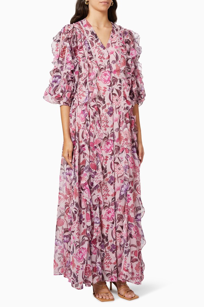 

Yolanthe Ruffle Dress in Organza, Pink