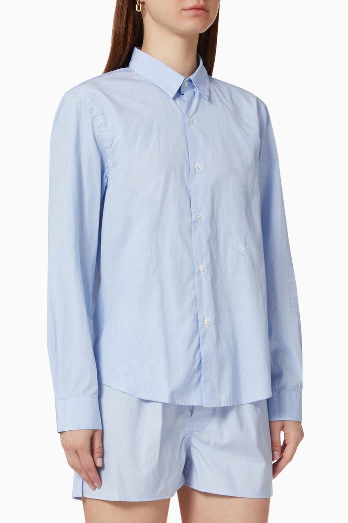 

Charlie Sleep Shirt in Cotton Poplin, Blue