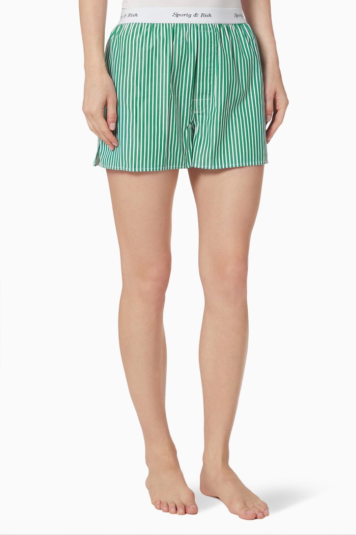 Cassie Boxer Shorts in Cotton Poplin, Green