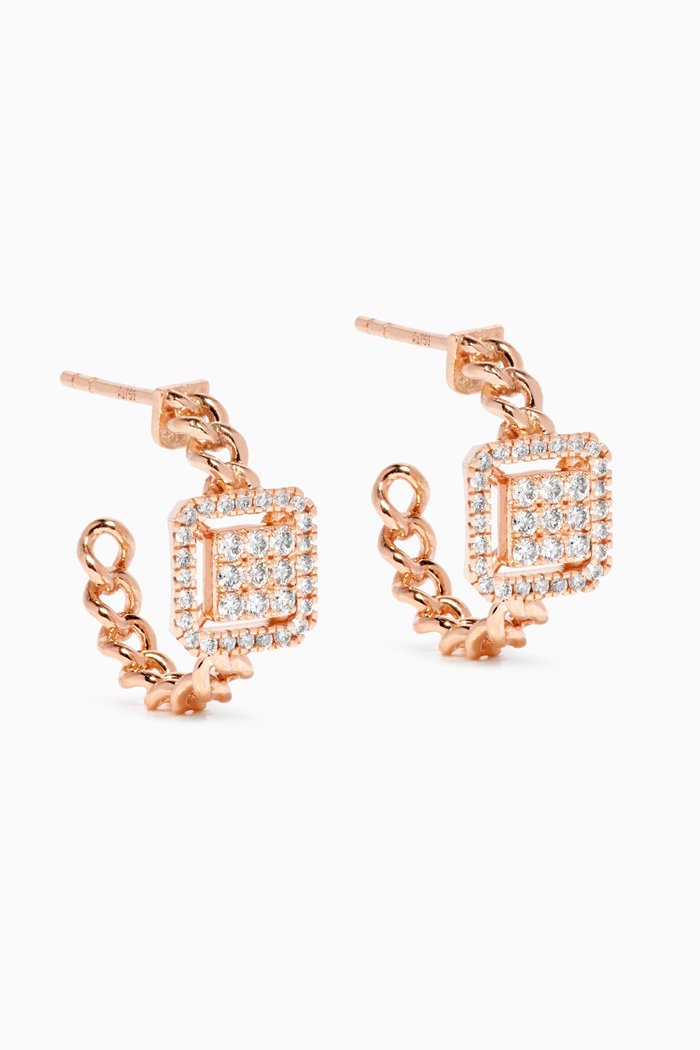 Quwa Square Diamond Earring in 18kt Rose Gold