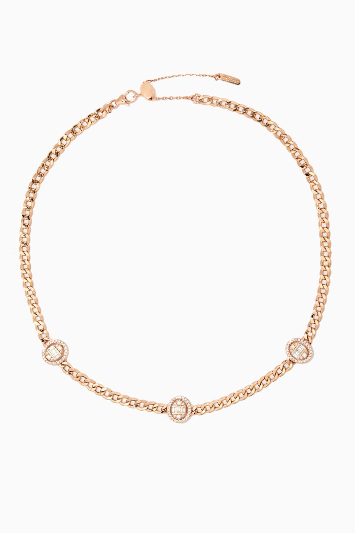 

Quwa Three Oval Diamond Necklace in 18kt Rose Gold