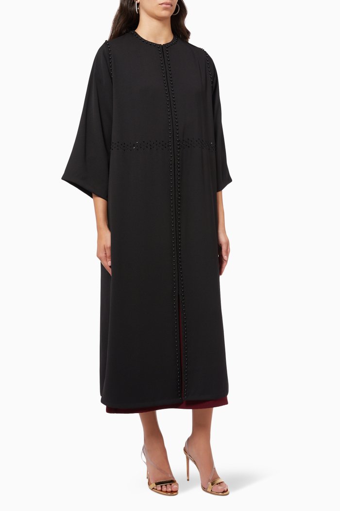 

Embellished Abaya in Crepe, Black