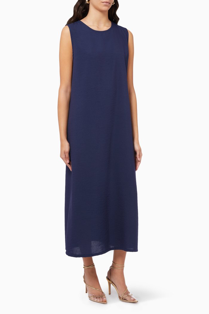 

Sleeveless Dress in Crepe, Blue