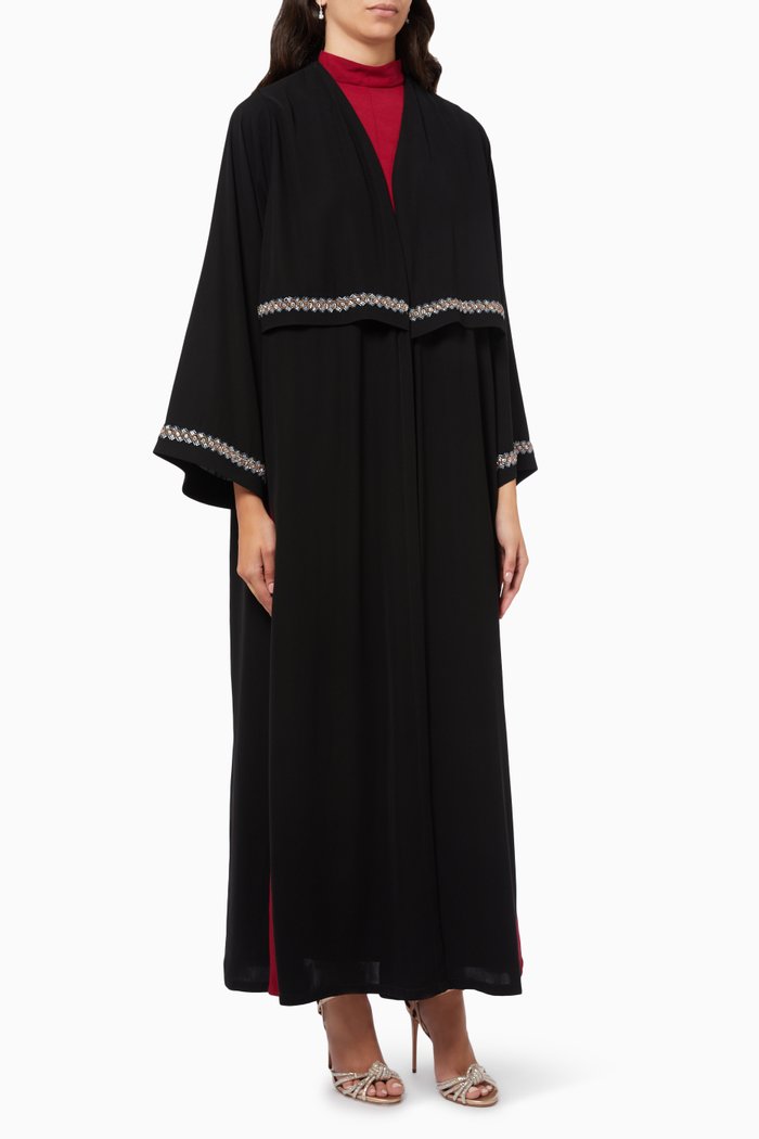 

Embellished Abaya in Crepe, Multicolour