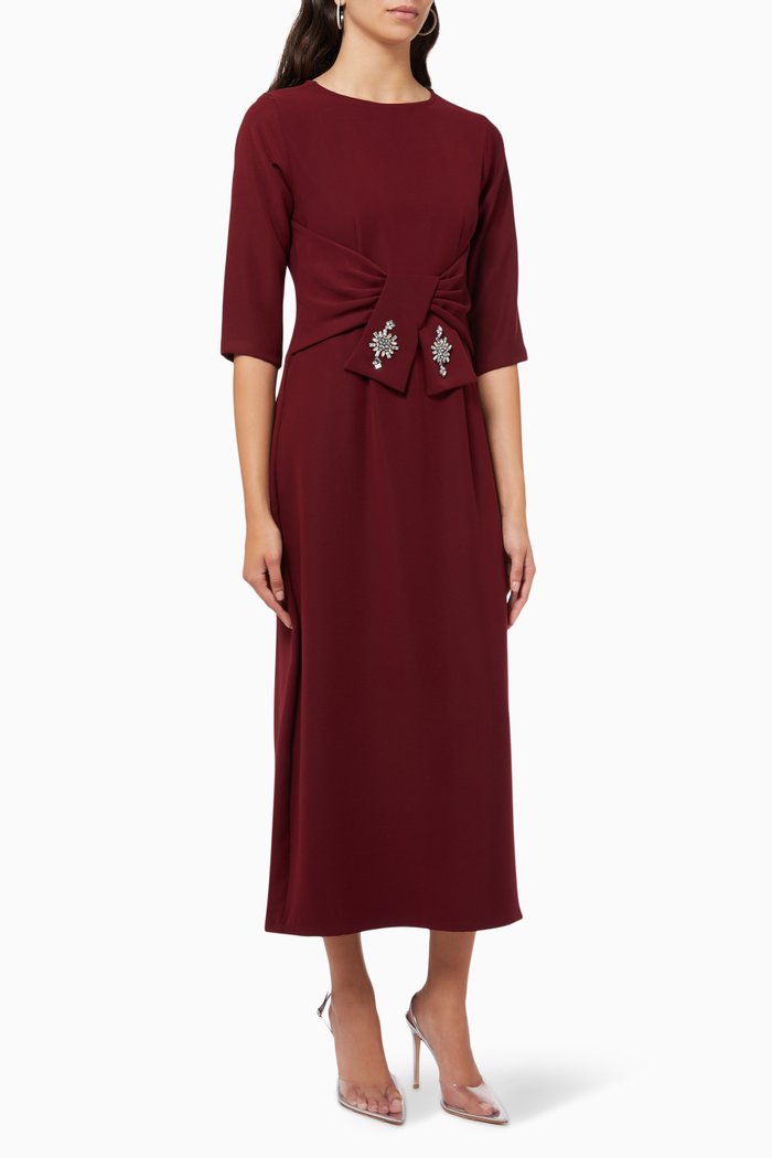 

Embellished Tie Front Kaftan, Red