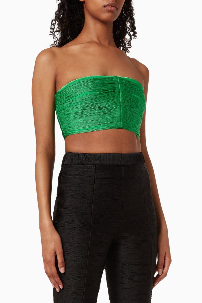 

Fringe Tube Top in Stretch Nylon, Green