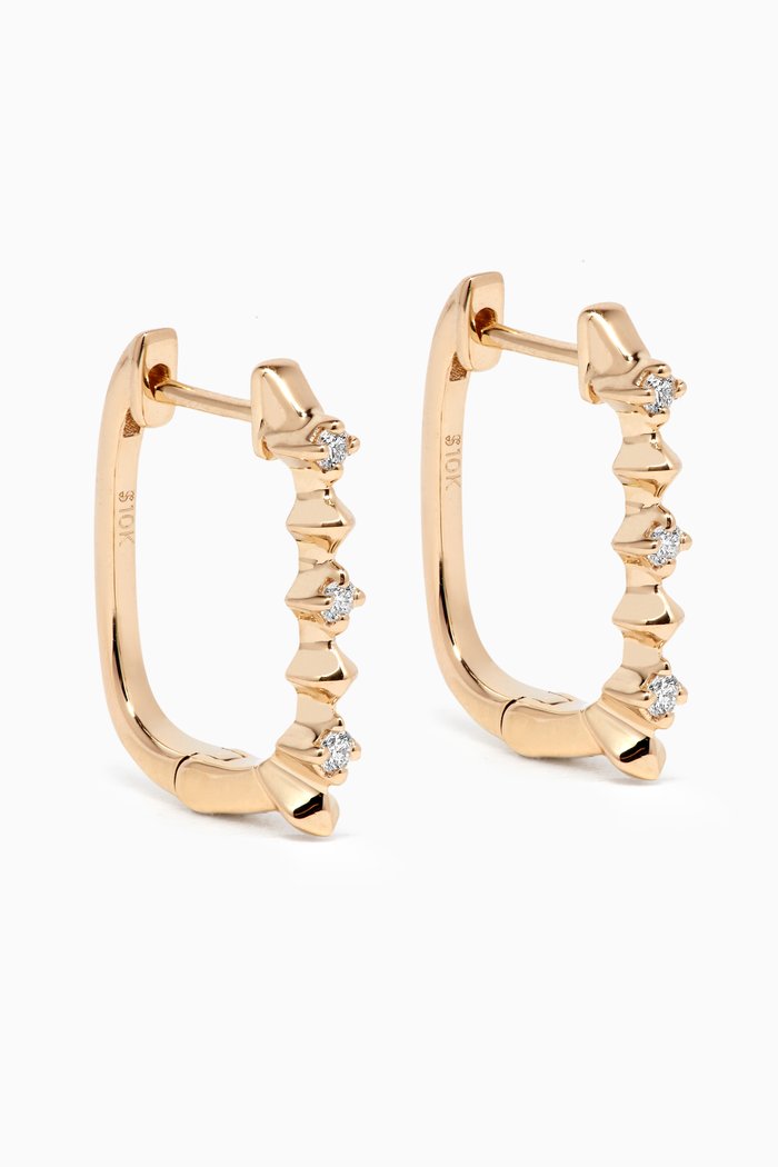 

Oval Diamond Line Huggie Earrings in 10kt Yellow Gold