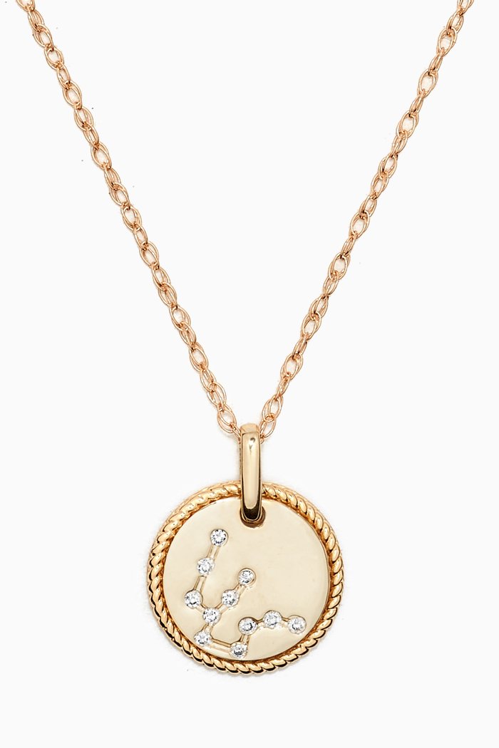 

Mini Aquarius Medallion Necklace in 10kt Yellow Gold