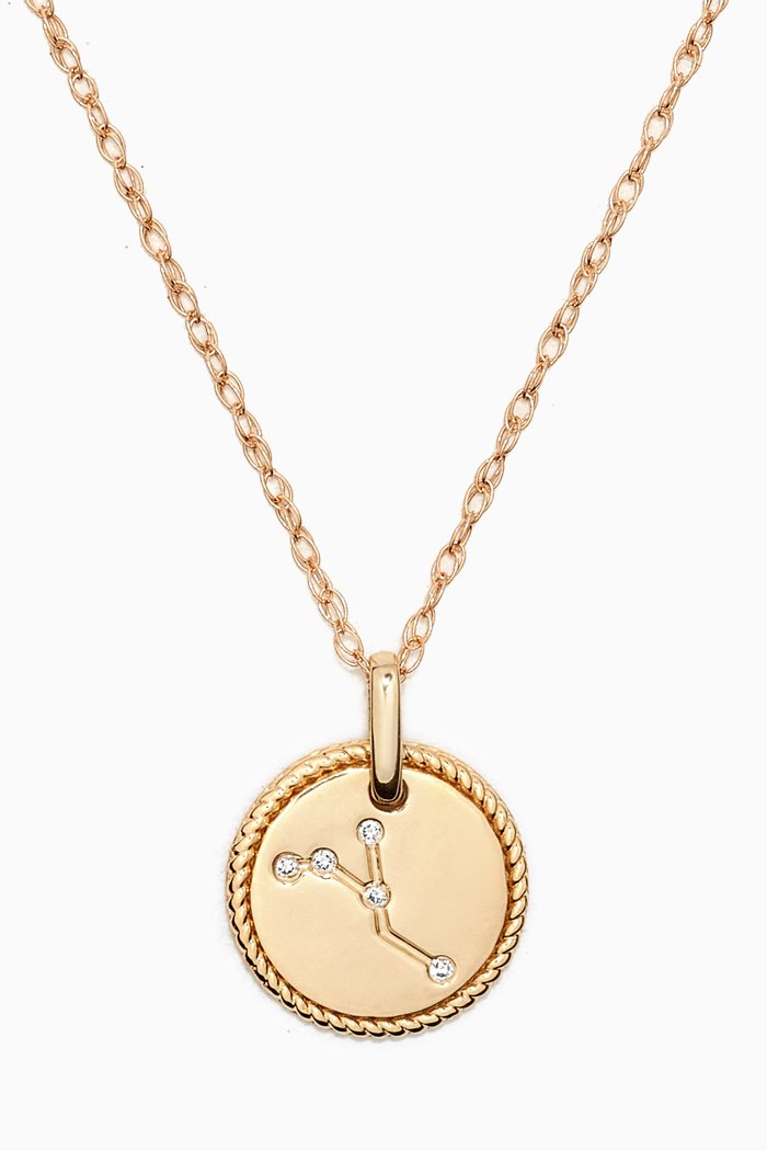 

Mini Cancer Medallion Necklace in 10kt Yellow Gold