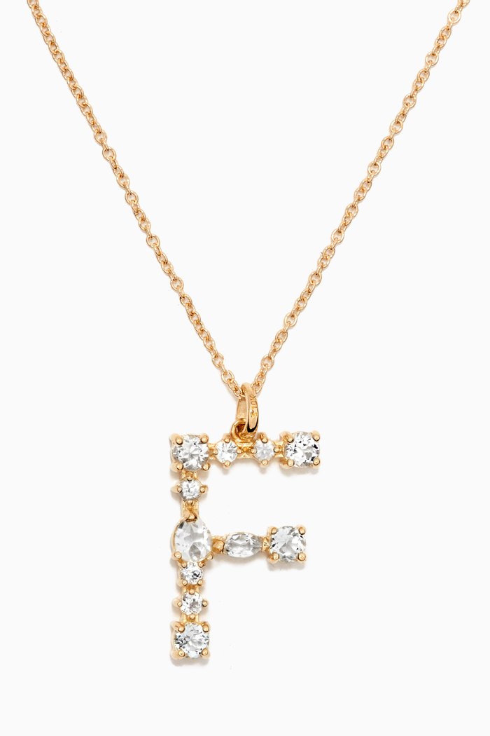 

XL Glacier Topaz Initial Necklace in 10kt Yellow Gold