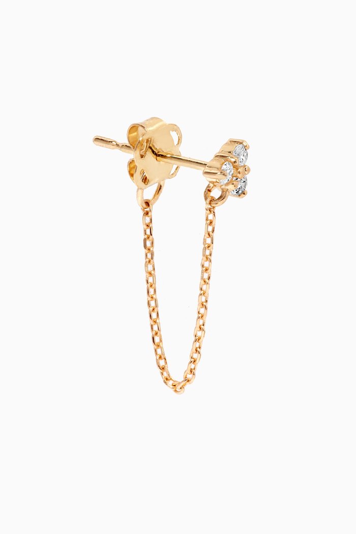 

Front To Back Trinity Single Stud Earring in 10kt Yellow Gold