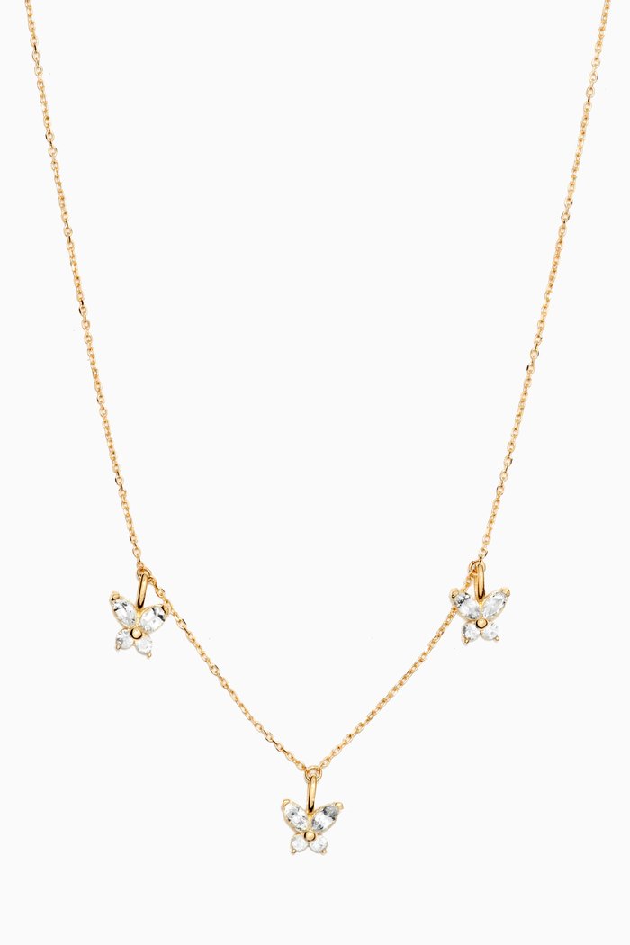

Triple Sapphire Butterfly Necklace in 10kt Yellow Gold