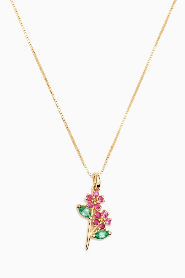 

Ruby Wildflower Necklace in 10kt Yellow Gold