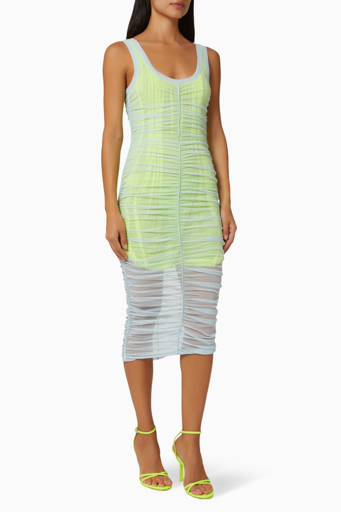 

Double Layer Tank Dress in Stretch Mesh, Yellow