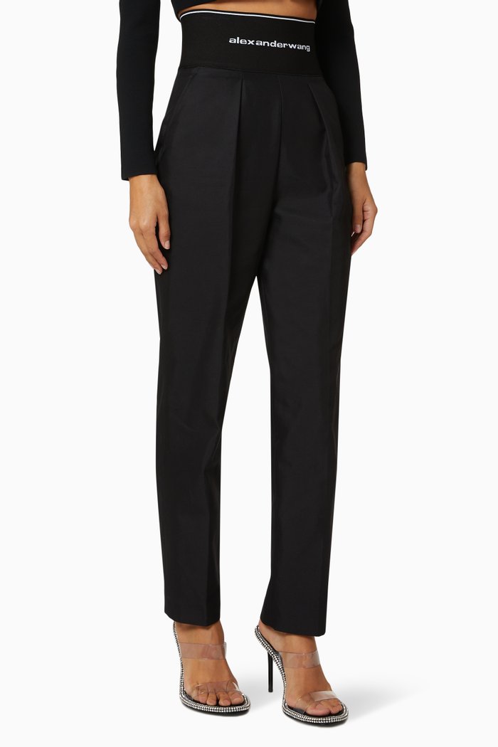 

Logo Waistband Pants, Black