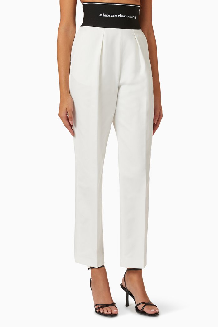 

Logo Waistband Pants, White