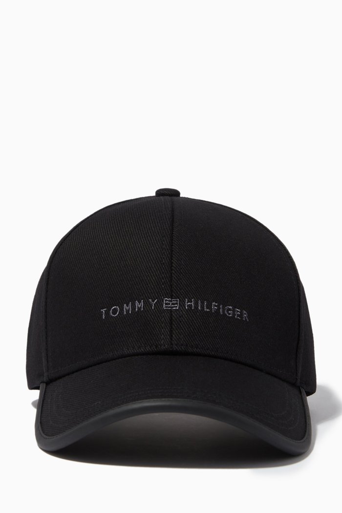 Premium Contrast Trim Cap in Cotton Twill, Black