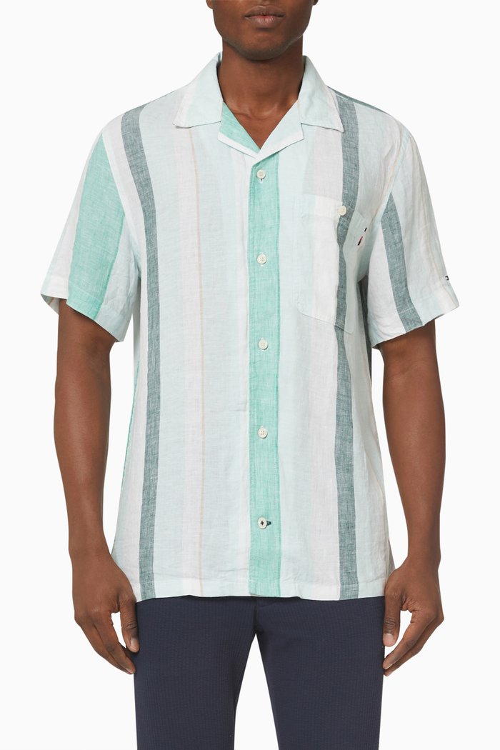 

Stripe Shirt in Linen, Green