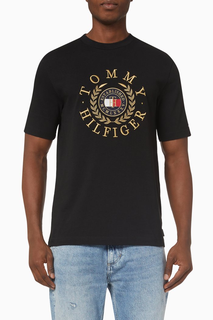 

Icons Embroidery T-shirt in Organic Cotton Jersey, Black