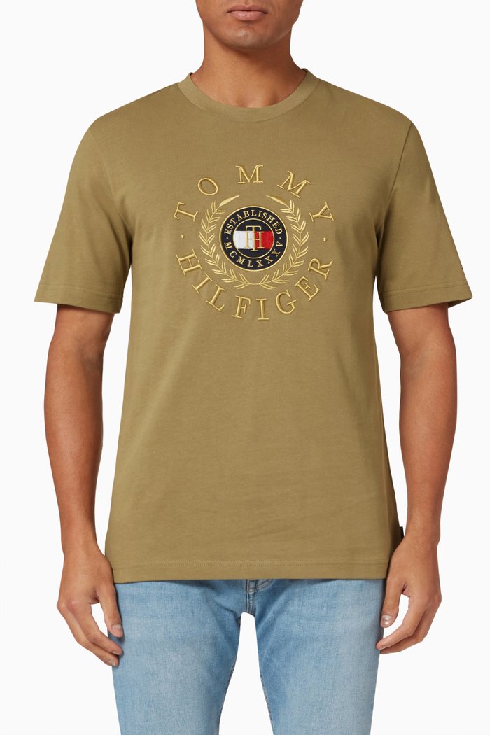 Icons Embroidery T-shirt in Cotton Jersey, Neutral