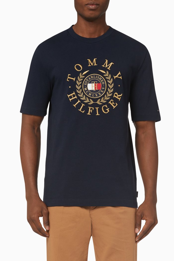 

Icons Embroidery T-shirt in Organic Cotton Jersey, Blue