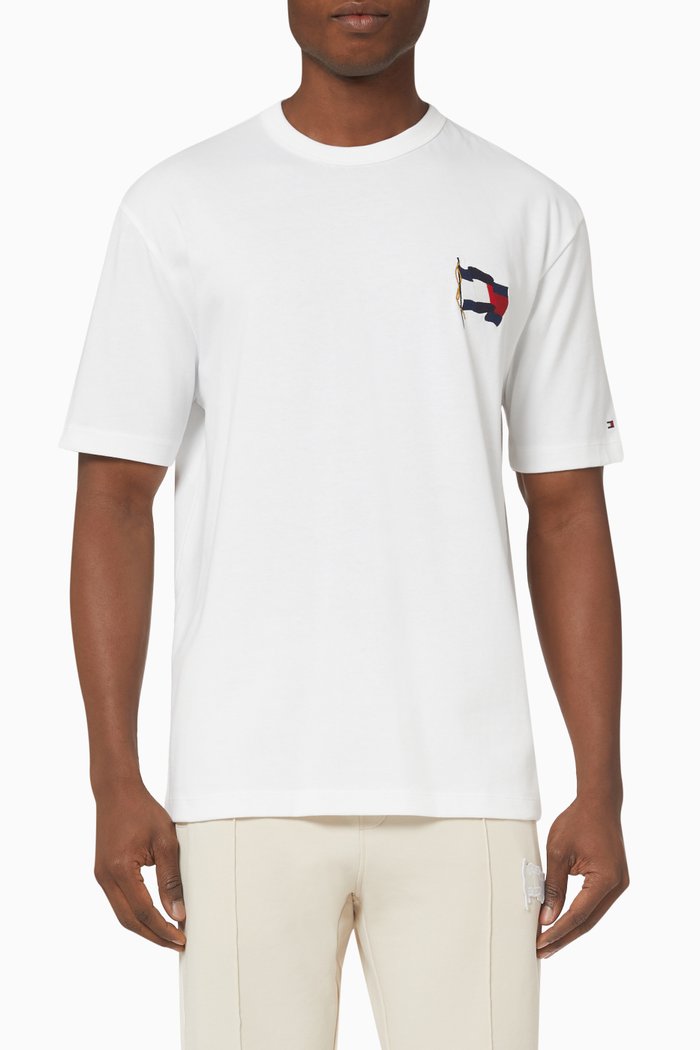 

Wavy Flag T-shirt in Organic Cotton Jersey, White