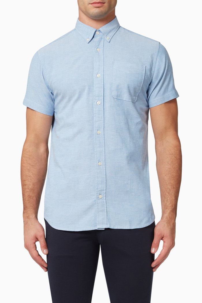

Oxford Shirt in Cotton Poplin, Blue