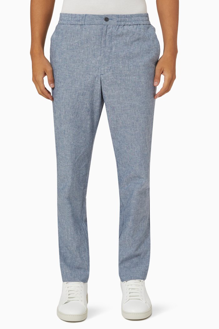 

David String Trousers in Linen Blend, Blue