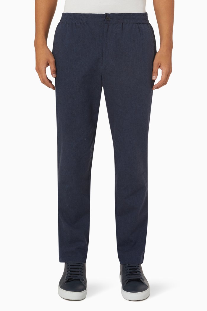 

David String Pants in Linen Blend, Blue