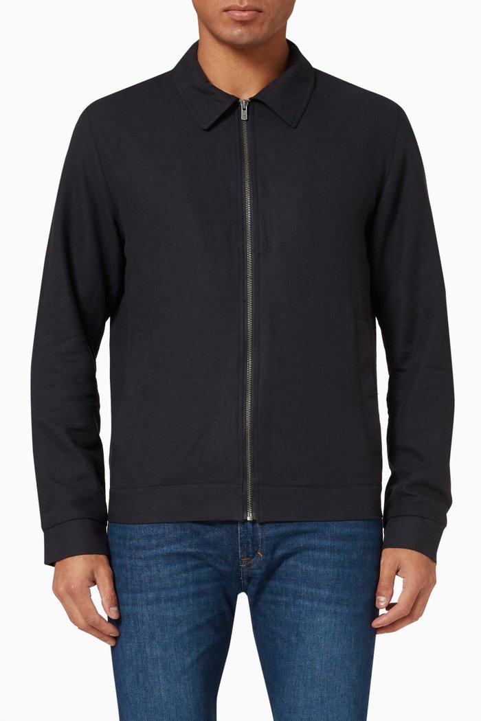 Bomber Jacket in Linen, Blue