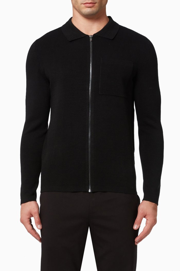 

Zip Cardigan in Knit, Black
