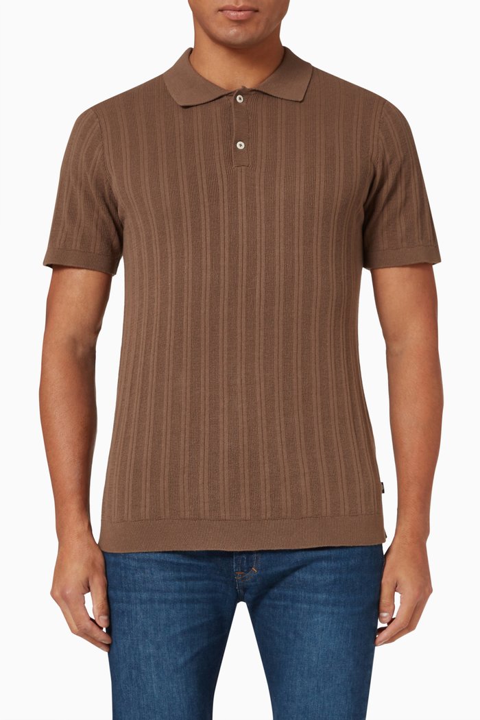 

Polo Shirt in Knit Cotton, Brown