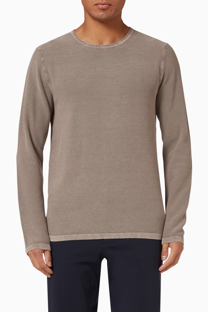 

Crew Neck T-shirt in Knit Cotton, Grey