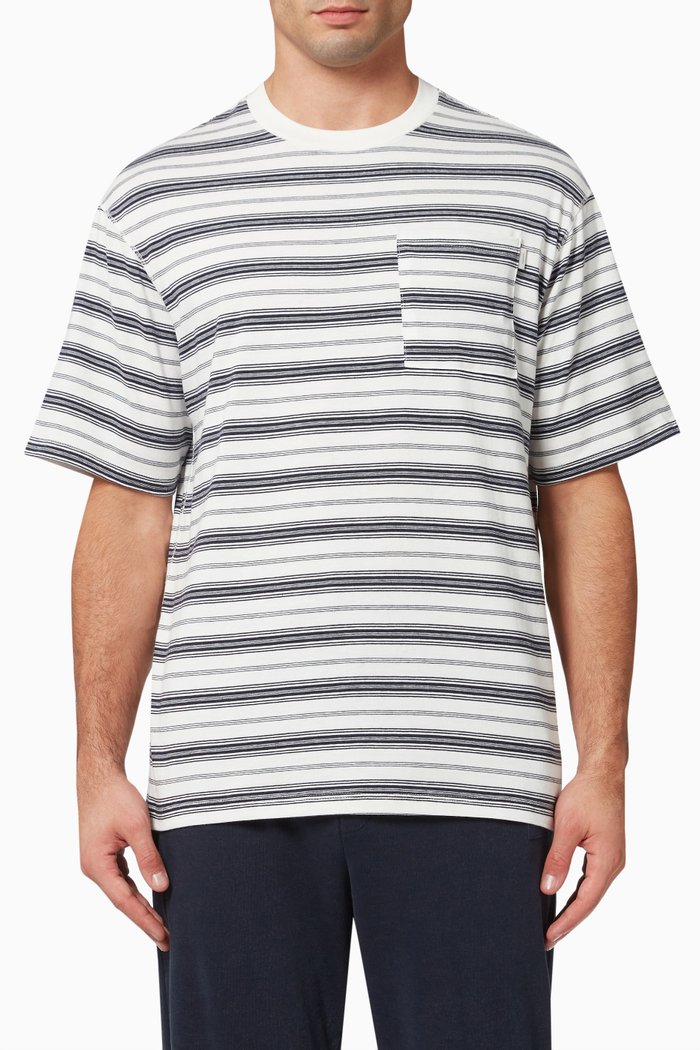 

Oversized T-shirt in Striped Cotton, Neutral