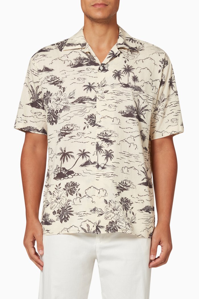 Waikiki Shirt in Cotton & Linen, Neutral