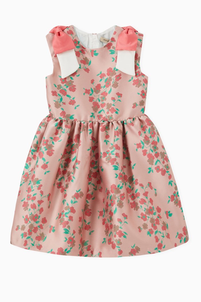 

Floral Bodice Dress in Jaquard, Pink