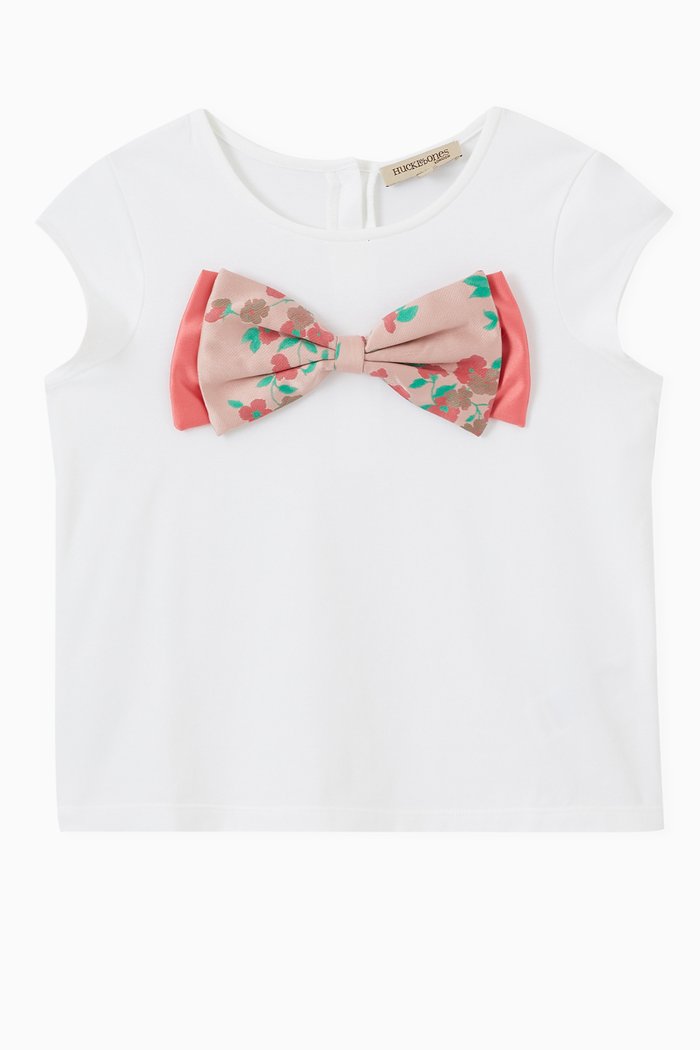 

Large Bow T-shirt in Cotton Blend, White