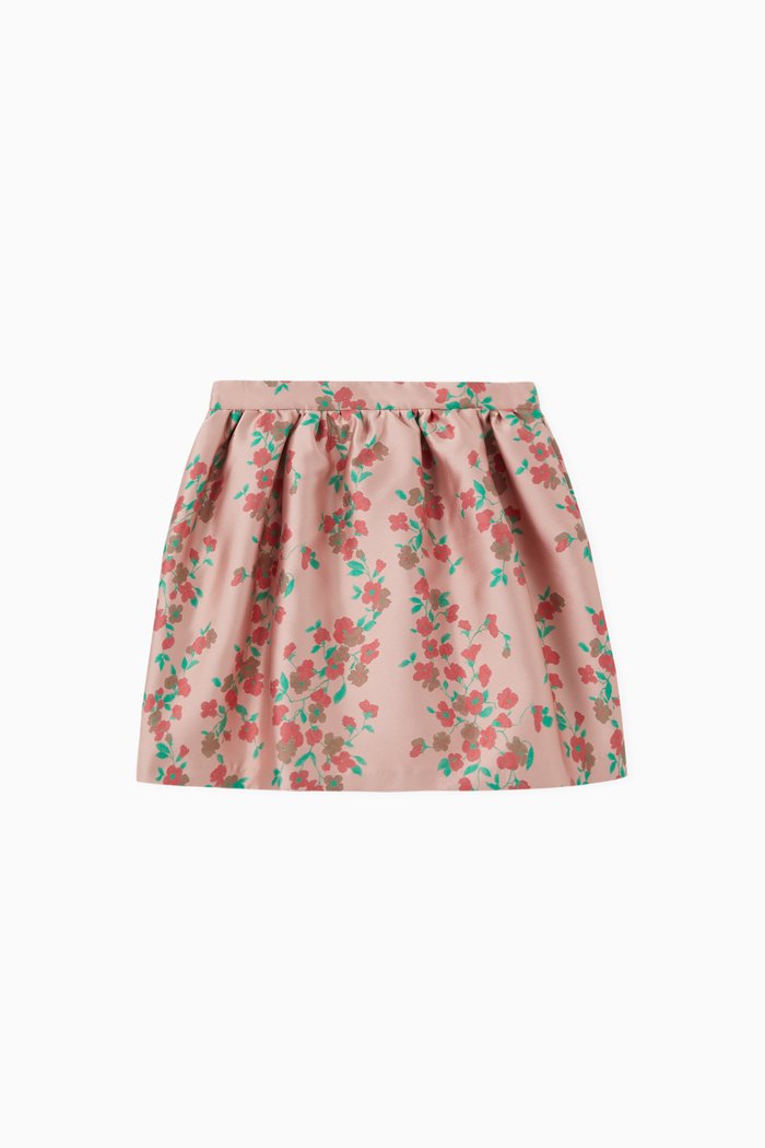 

Floral Gathered Skirt in Organza, Pink