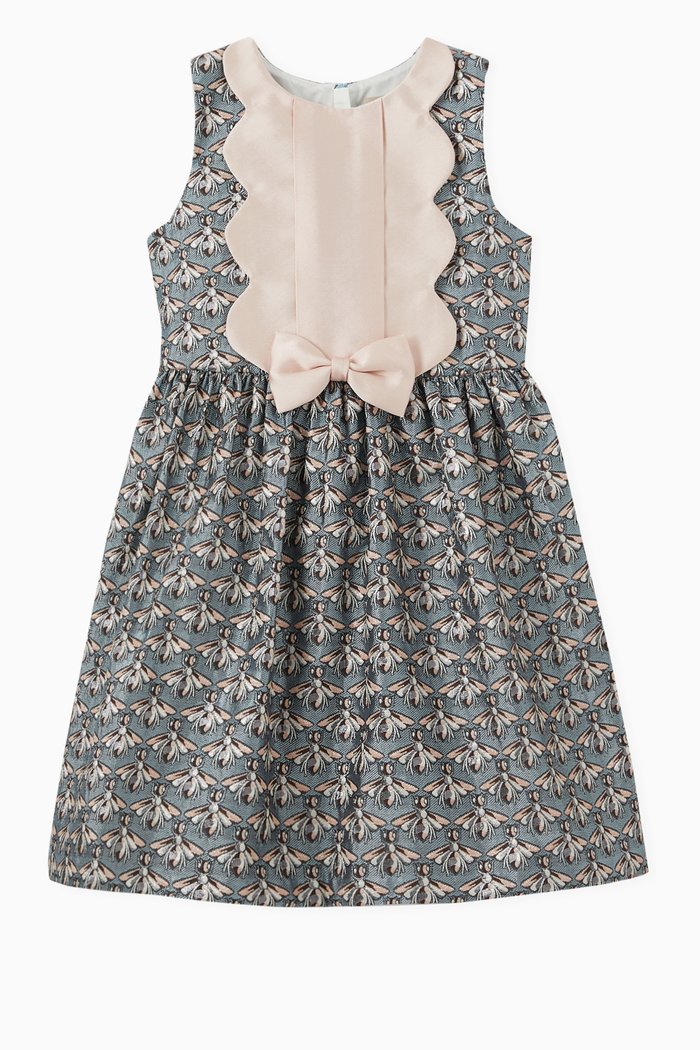 

Ruffle Scalloped Bodice Dress, Blue