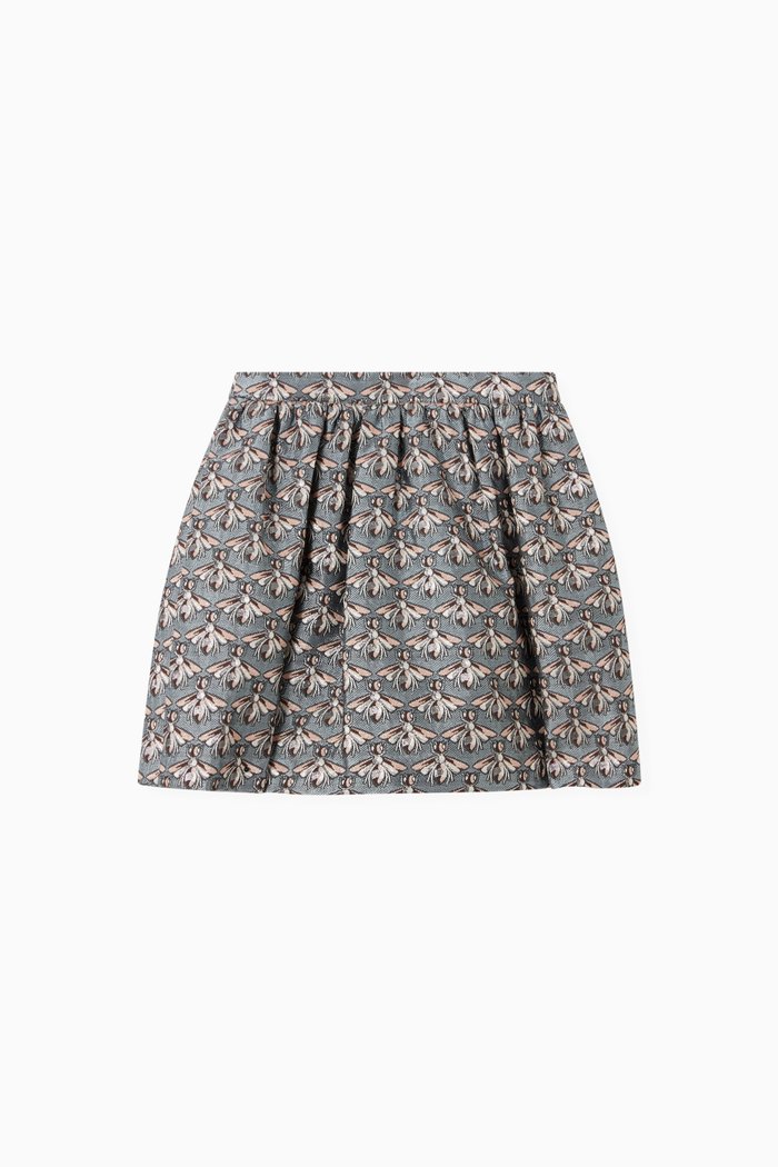 

Gathered Skirt in Soft Jacquard, Blue