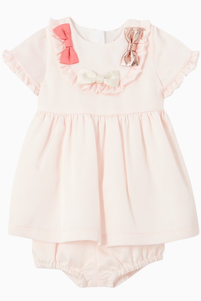 

Ruffle Bib Bodice Dress with Bloomers, Pink