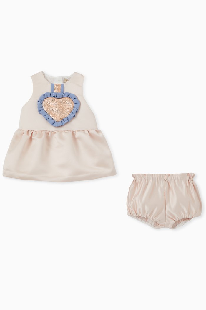 

Rosette Shift Dress & Bloomers Set, Pink