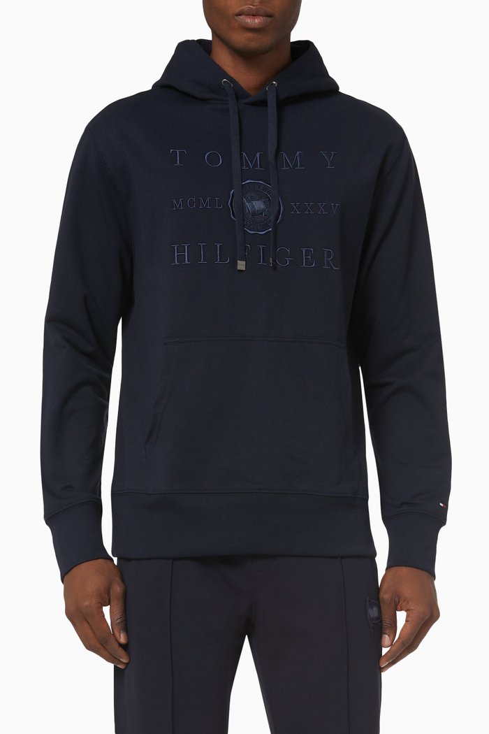 

Motion Flag Logo Hoodie in Organic Cotton Terry, Blue